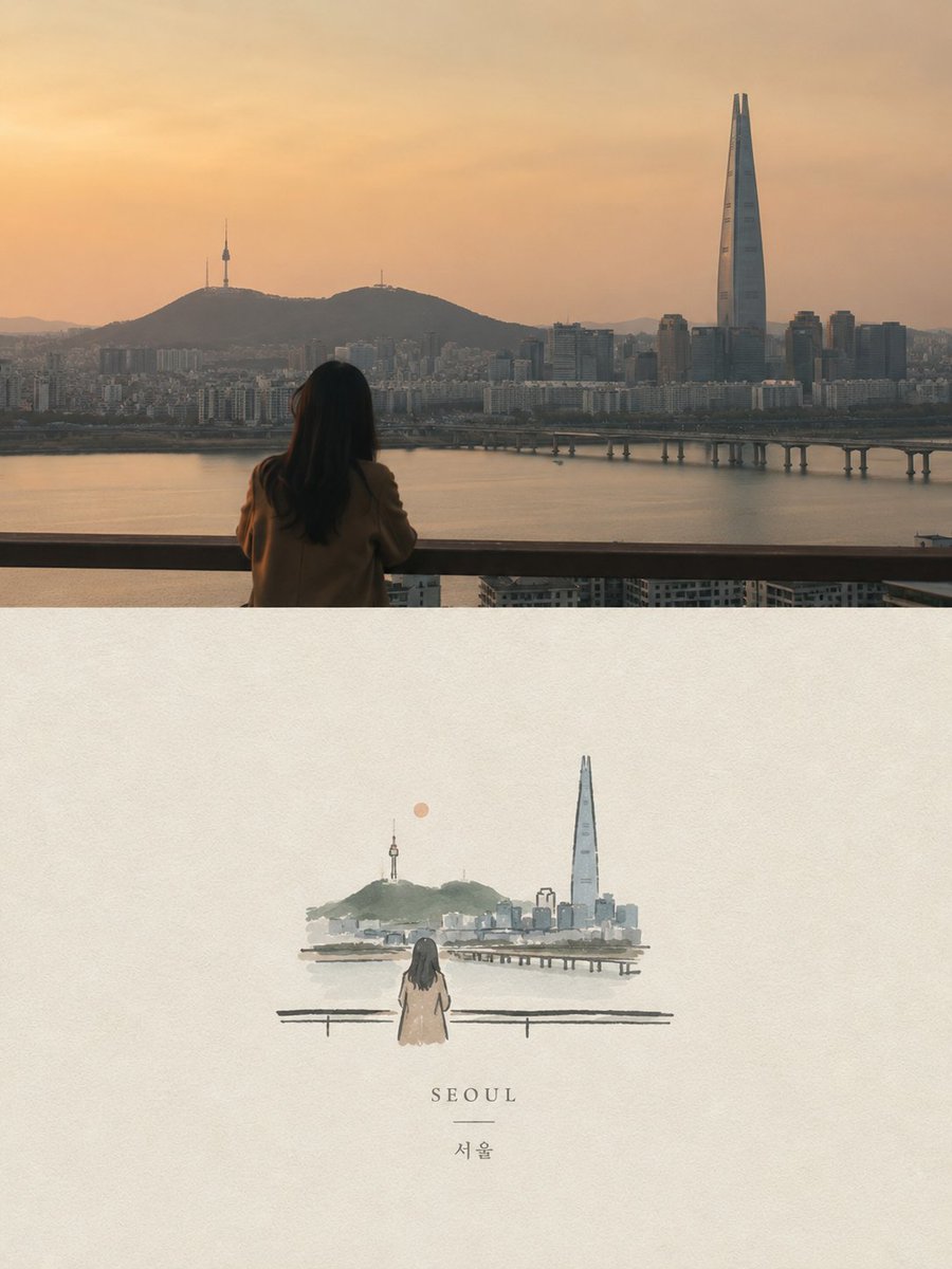 创建一个高端独立编辑海报，严格采用 3:4 纵向宽高比。将画布水平分为完全相等的两部分（各占 50%），作为一本统一的艺术出版物封面进行设计。 上半部分 — 编辑摄影 根据所选主题或场景，创作...