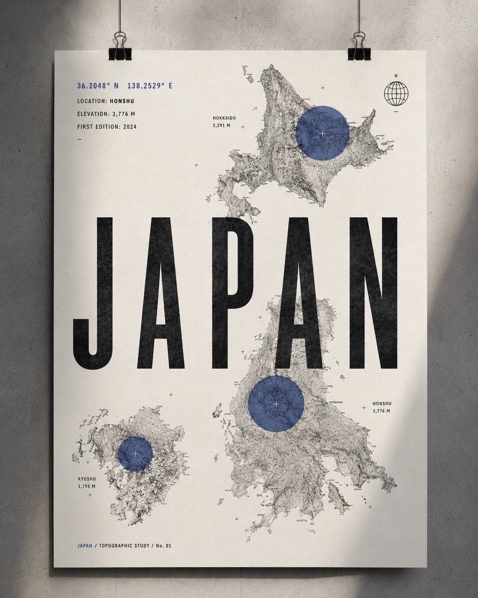 创作一幅精致的 4:5 竖版当代国家艺术海报,灵感源自瑞士平面设计、地形图、现代编辑类海报以及高端户外制图风格。 核心概念:通过地形、坐标与地理...