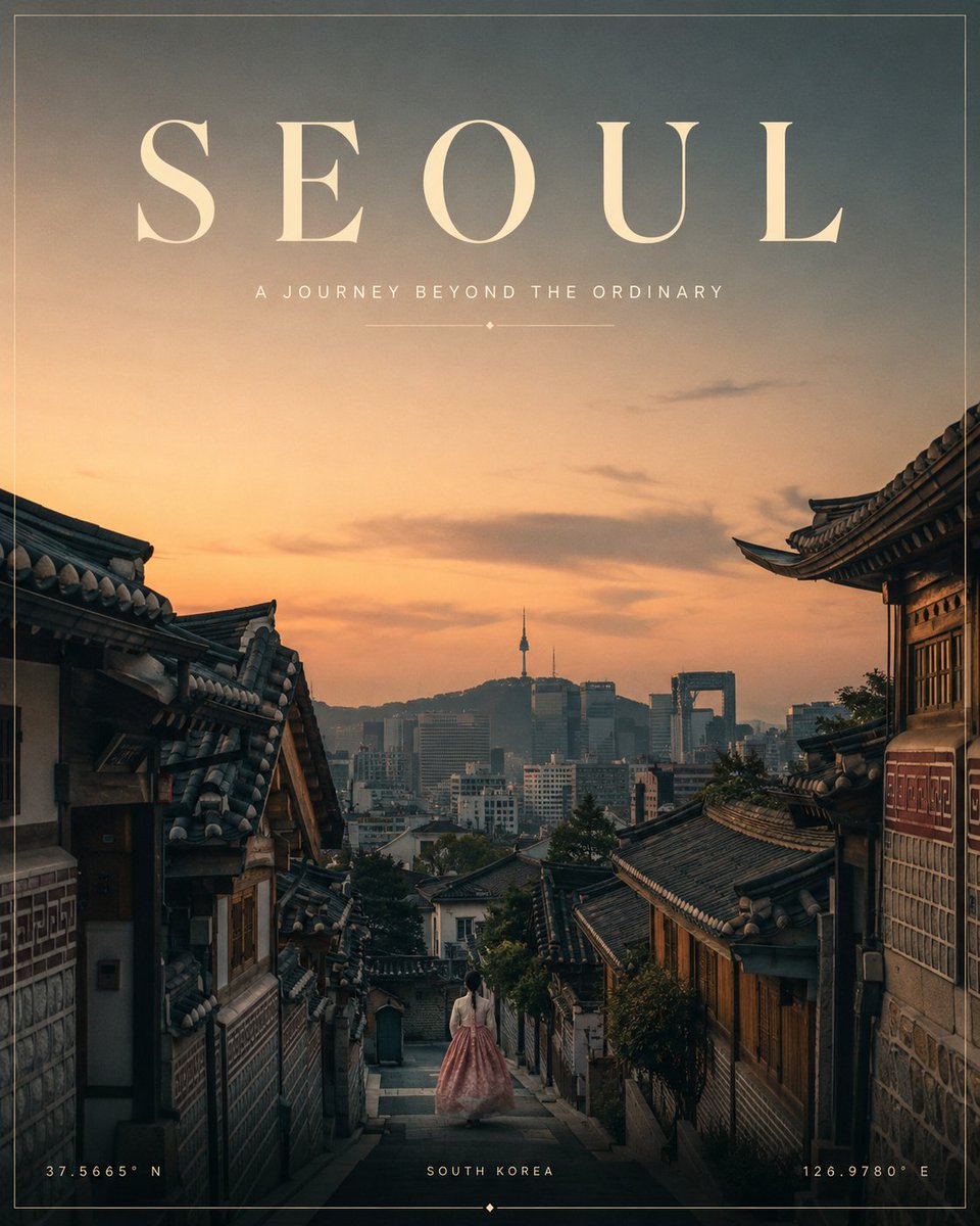 创作一张高端电影级极简风格的[目的地]旅行海报，严格采用 4:5 竖向画幅比例。自动根据目的地的真实地理、建筑、文化、气候、历史、自然地标、色彩...