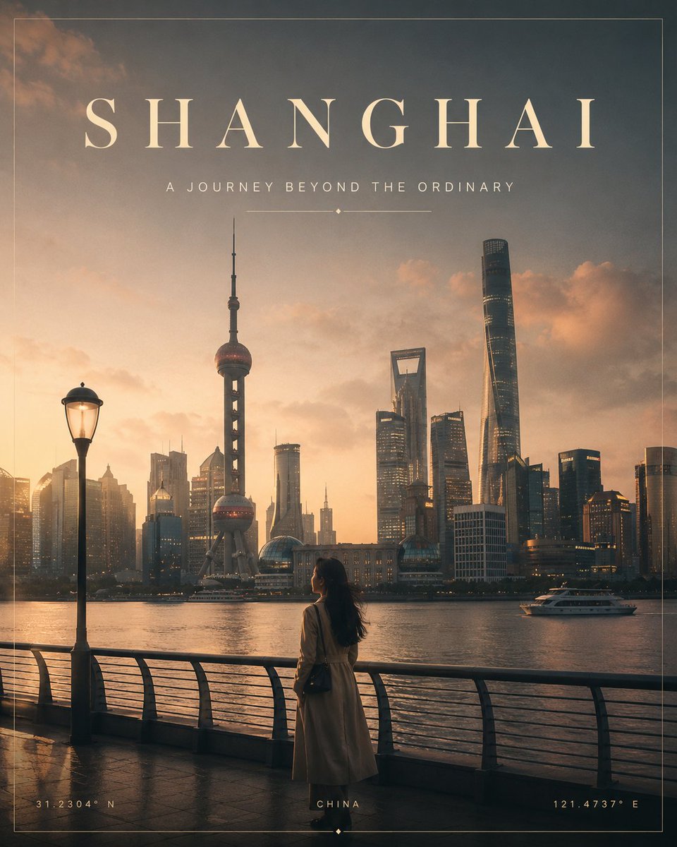 创作一张高端电影级极简风格的[目的地]旅行海报，严格采用 4:5 竖向画幅比例。自动根据目的地的真实地理、建筑、文化、气候、历史、自然地标、色彩与氛围调整画面。 以最具标志性与视觉代表性的方式...