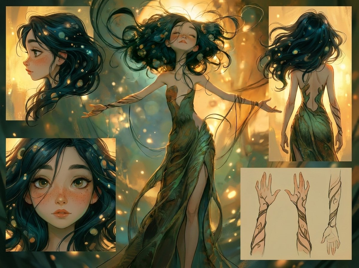 现实主义奇幻电影，高体积光，深景深，Image_1 Image_2 在森林中央的魔法阵上与 Image_3 相会，多个动态镜头角度，15 个镜头切换。https://t.co/gZDnN4TW...