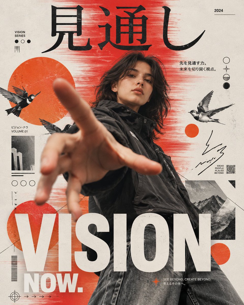 创作一张超写实的编辑时尚海报，灵感来自日本实验性杂志封面，具有大胆的当代视觉设计和电影级摄影风格。 格式： 竖版人像海报，4:5 长宽比，高分辨...