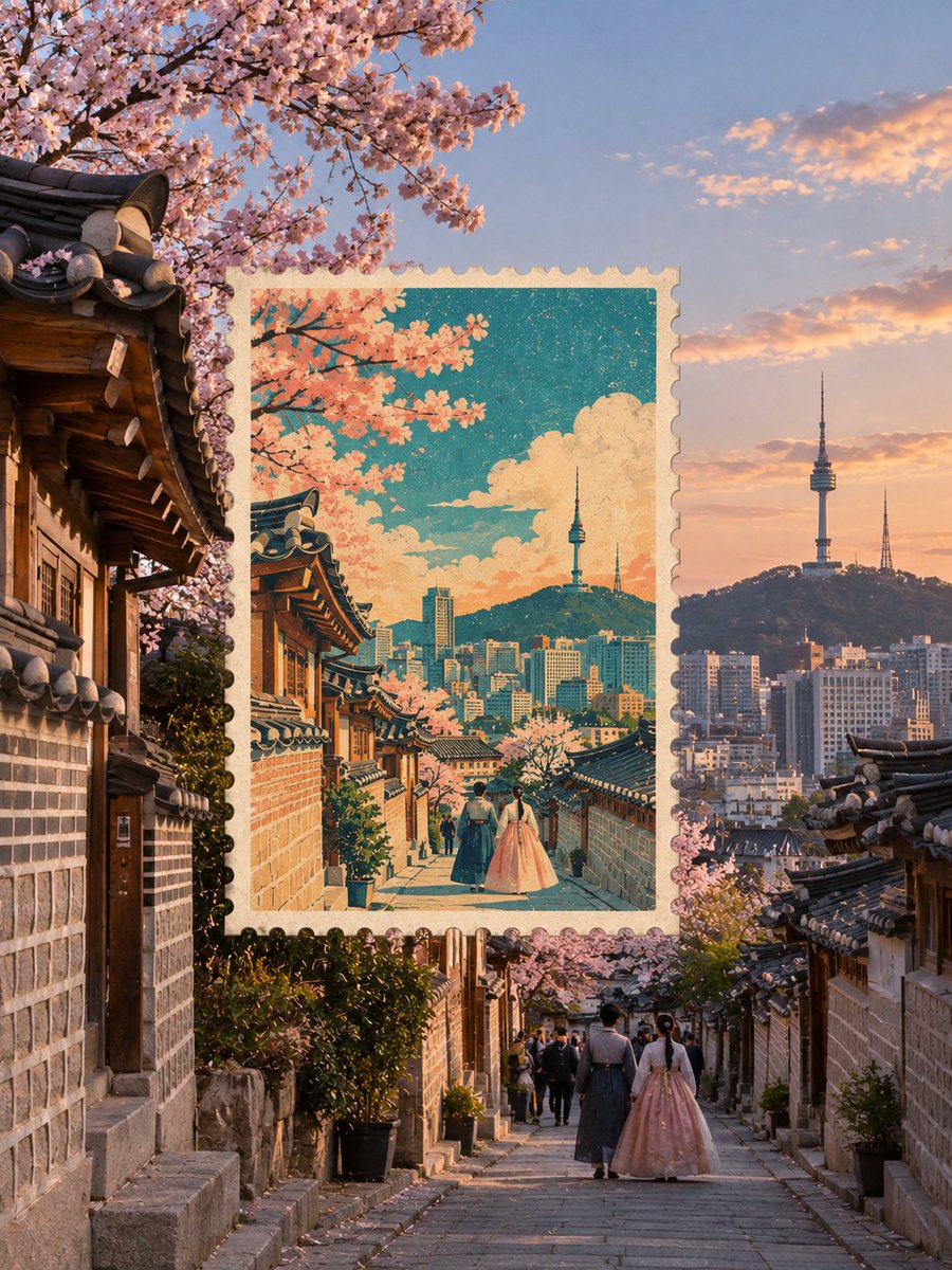 为 [COUNTRY / LOCATION / SUBJECT] 创作一幅高品质复古风格的日本旅行海报邮票艺术作品。 仅限文字生成图像（TEXT-TO-IMAGE）——仅根据地点/主题描述生成...