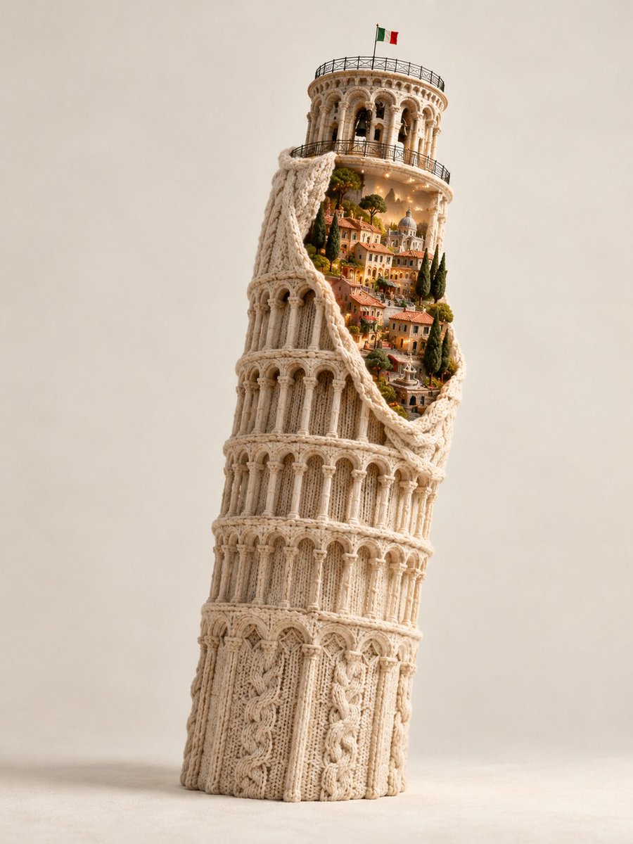 GPT image 2.5 提示词 一张超现实的、高端的建筑艺术摄影作品，将[STRUCTURE / LANDMARK]（建筑结构 / 地标）转变为一个巨大的手工纺织雕塑，同时保留其一眼可辨的...