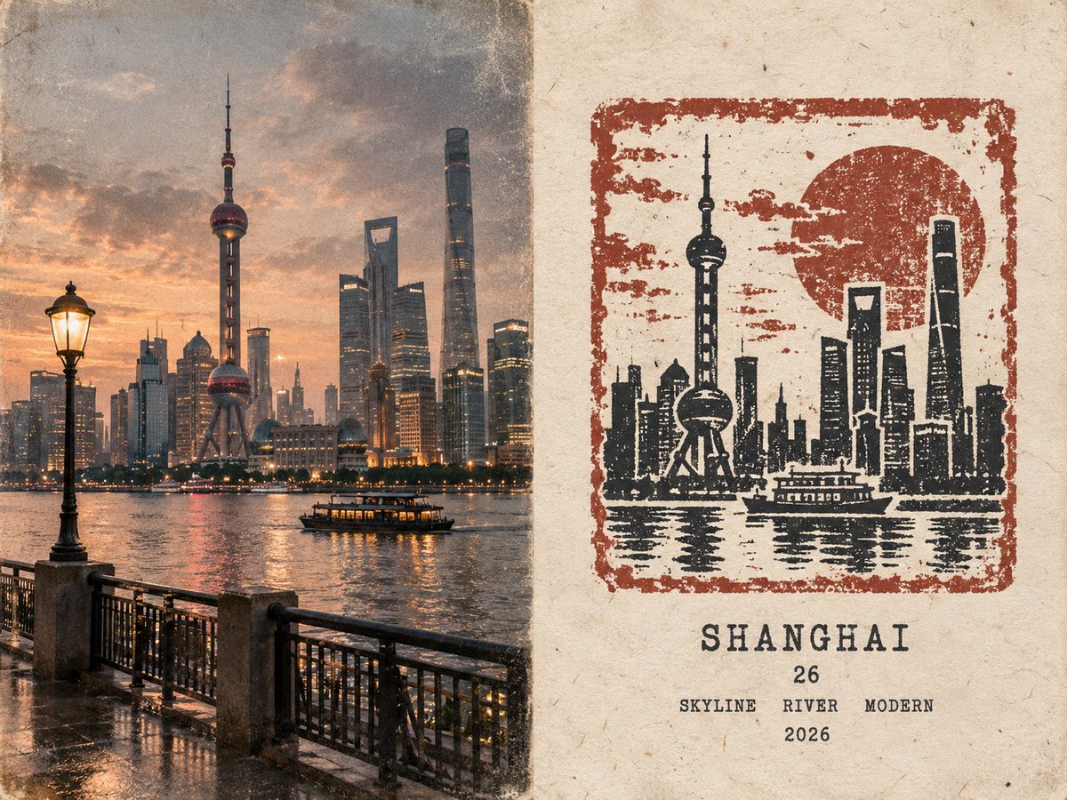 创建一张高级 4:3 横版橡皮印章旅行日记海报，主题为 [国家 / 地点 / 主题]。 仅文生图生成。整幅作品仅根据 [国家 / 地点 / 主题...