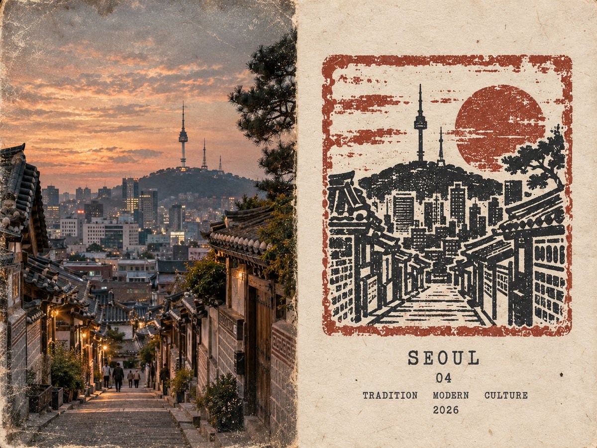 创建一张高级 4:3 横版橡皮印章旅行日记海报，主题为 [国家 / 地点 / 主题]。 仅文生图生成。整幅作品仅根据 [国家 / 地点 / 主题] 生成，无需参考图像或任何额外视觉输入。 构图...