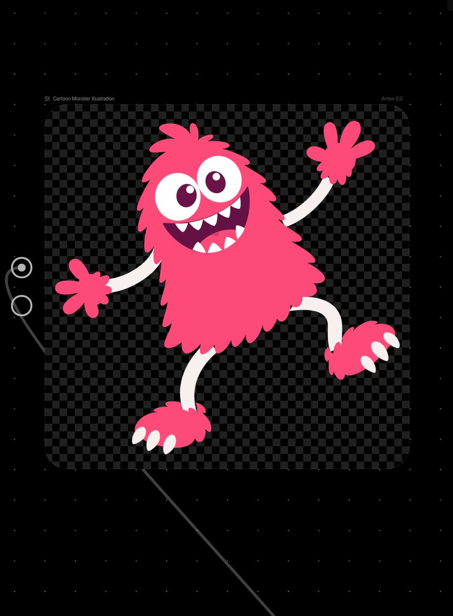 扁平色彩插画：卡通怪物，Yo Gabba Gabba! 风格。 - 身体是圆润的圆锥形，覆盖着蓬松的粉色毛发。 - 白色大眼睛（googly e...