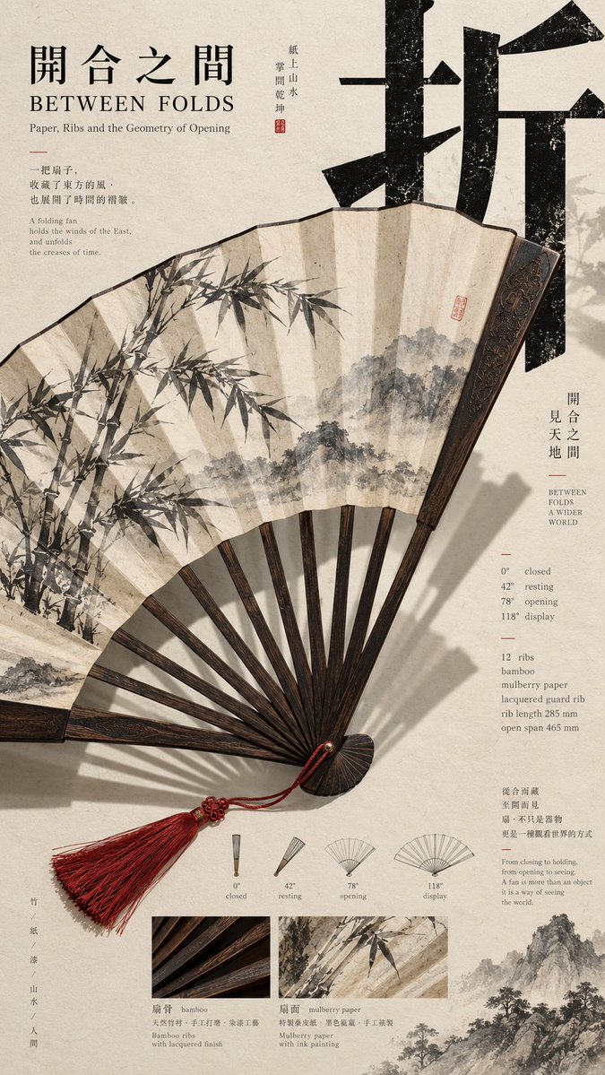 Prompt: 【主题】： 【主视觉对象】： 【中文核心字】： 【中文标题】： 【英文标题】： 【主体特性】：展开 / 垂落 / 翻卷 / 分层...