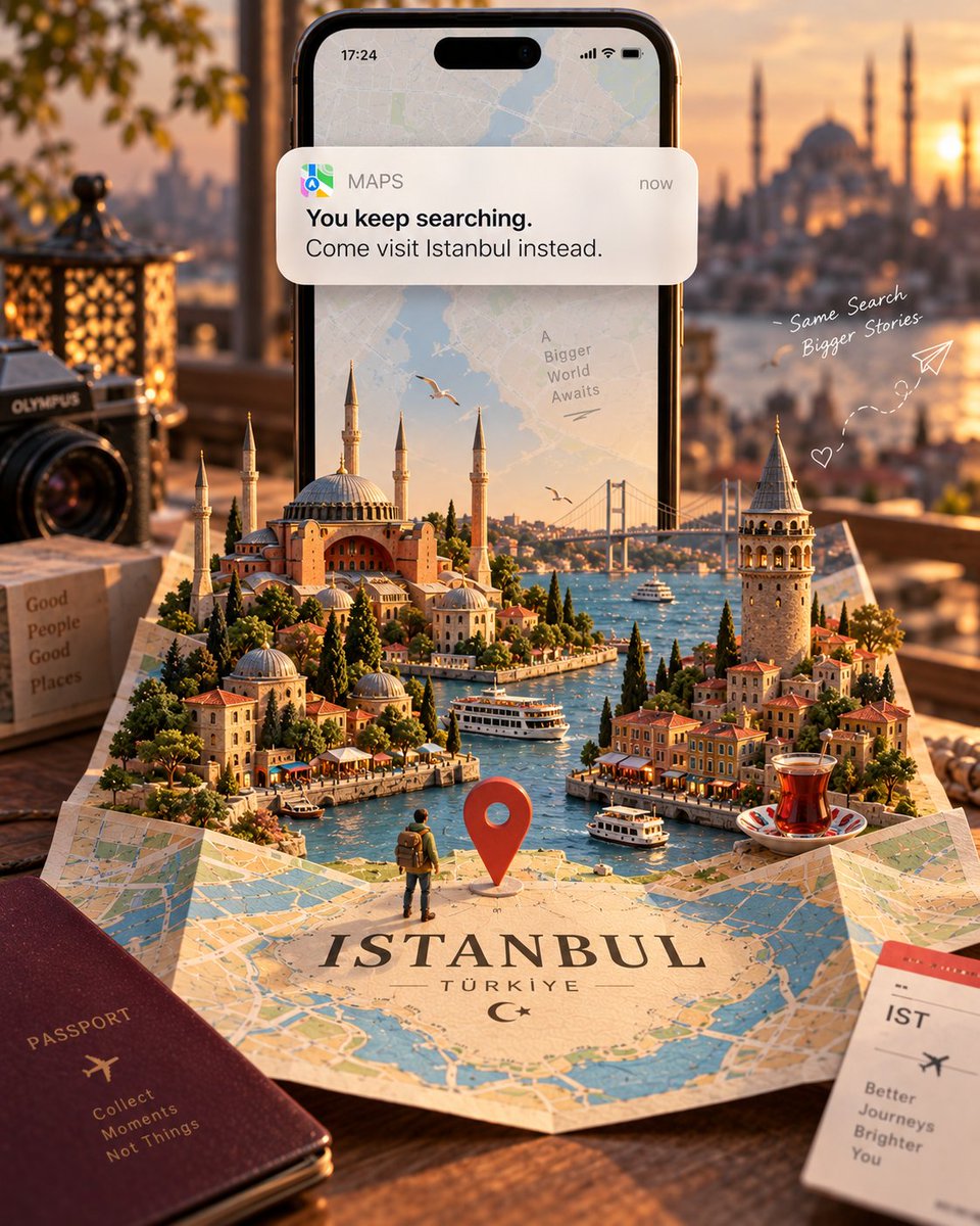 [LOCATION] = 为 [LOCATION] 创建一个高级、吸睛的 Instagram 旅行推广活动,采用 4:5 竖版人像格式。 一部大尺寸的现代智能手机垂直竖立在画面上部中央,作为主...