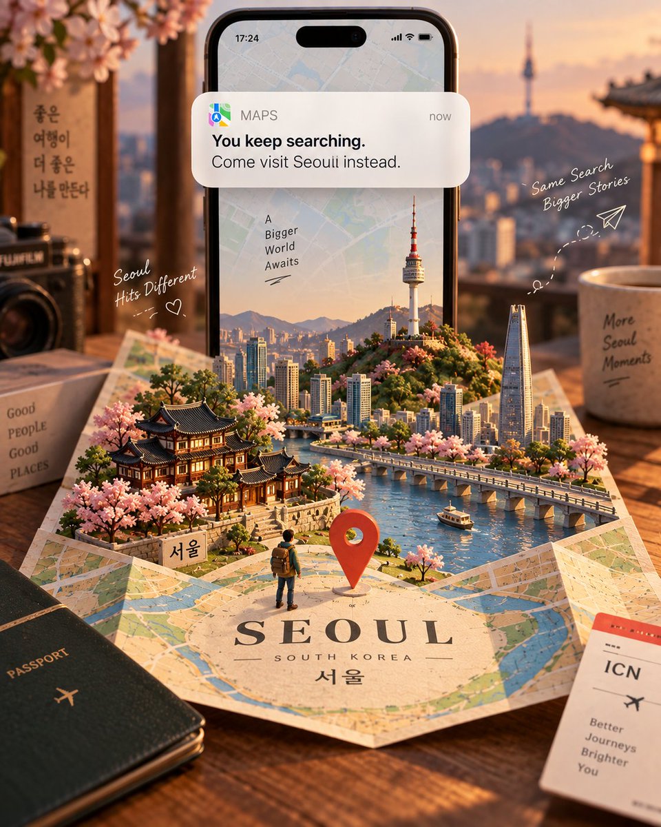 [LOCATION] = 为 [LOCATION] 创建一个高级、吸睛的 Instagram 旅行推广活动,采用 4:5 竖版人像格式。 一部大尺寸的现代智能手机垂直竖立在画面上部中央,作为主...