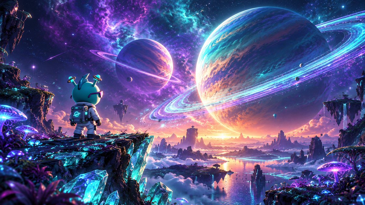 分享一个提示词给大家！ 对太空以及各种宇宙奇观感兴趣的朋友们，这个提示词非常适合你！我在 @quirkiesnft 上试用了这个提示词，效果出来我太喜欢了！ 史诗级科幻概念艺术：一名孤独的宇航...