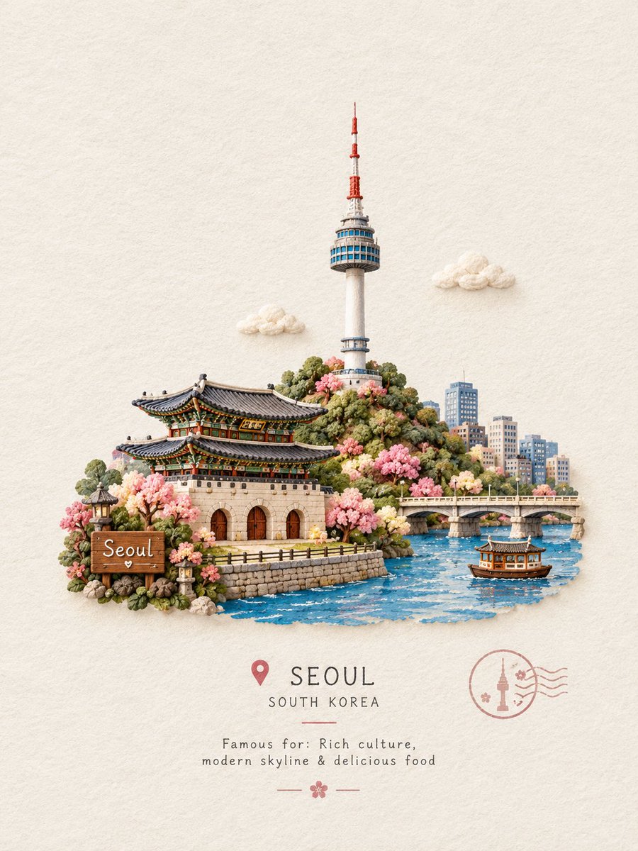 创建一个迷人的手工微缩旅行场景，以 [ICONIC STRUCTURE]（标志性建筑）作为主要焦点。 将这座地标展示为一个精美雕刻的小型 3D...
