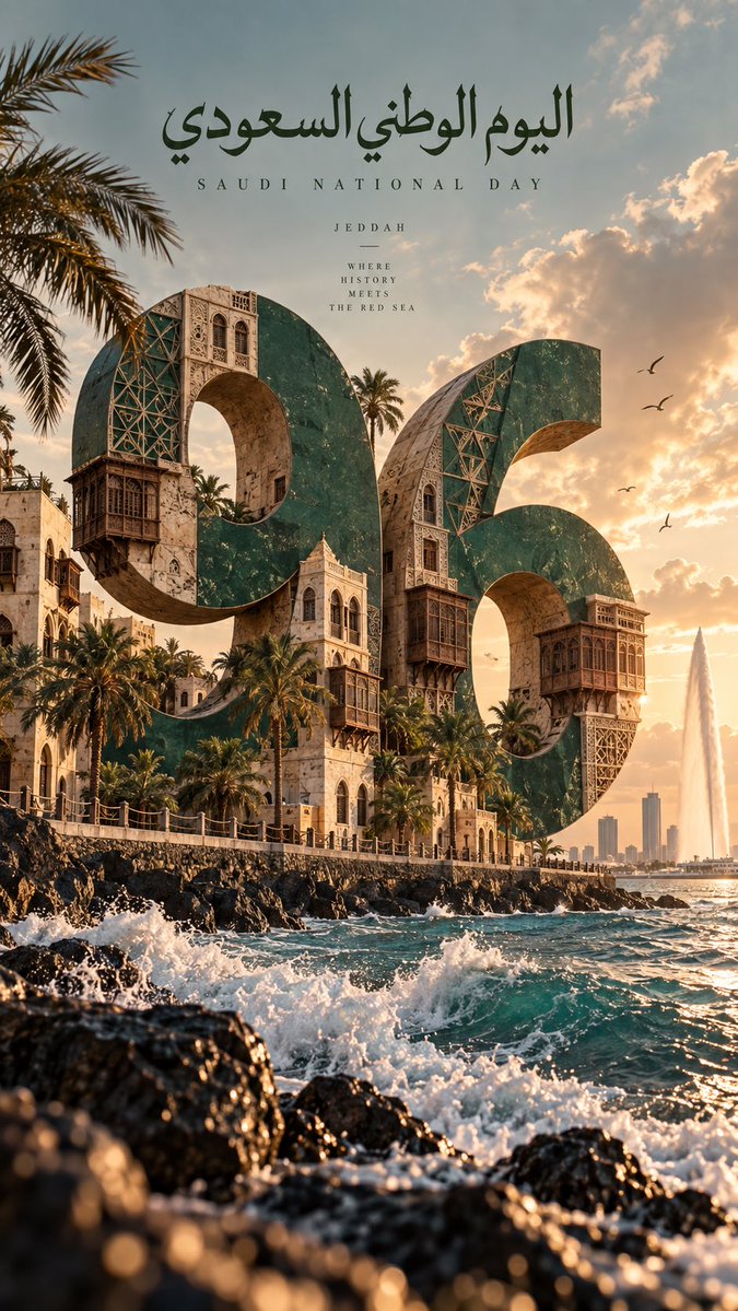 沙特国庆日96图片 💚🇸🇦 我选择了艾卜哈、吉达、欧拉、塔布克 GPT图像提示 Create a premium cinematic verti...