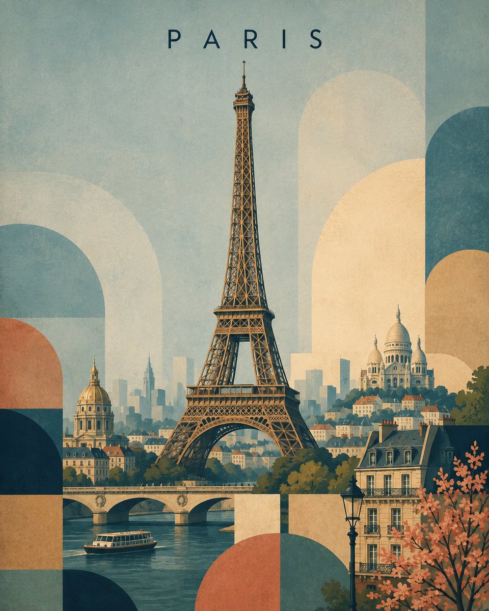 创作一张精致的复古风格旅行海报，以 [ICONIC STRUCTURE]（标志性建筑）作为主要焦点。保持建筑高度可识别，具备准确的比例和独特的细...