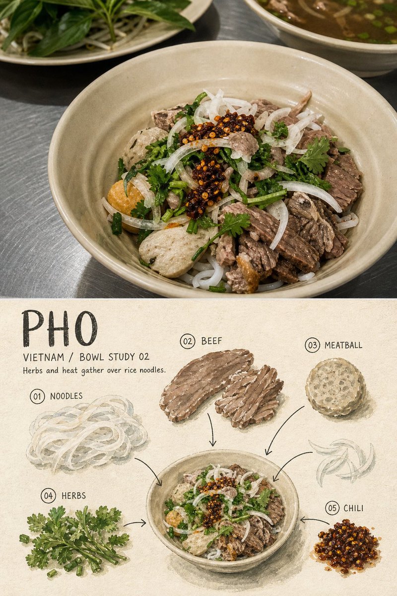 请将我上传的每一张地方料理照片，分别制作成一张独立的高级“食材观察旅行盘”编辑海报。每张照片单独输出，禁止把多张照片、不同餐盘或不同菜品拼接在同一张作品中。 输入照片应以一只完整餐盘或餐碗为明...